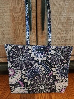 Vera Bradley Quilted Shoulder Bag Purple Shades Floral Pattern